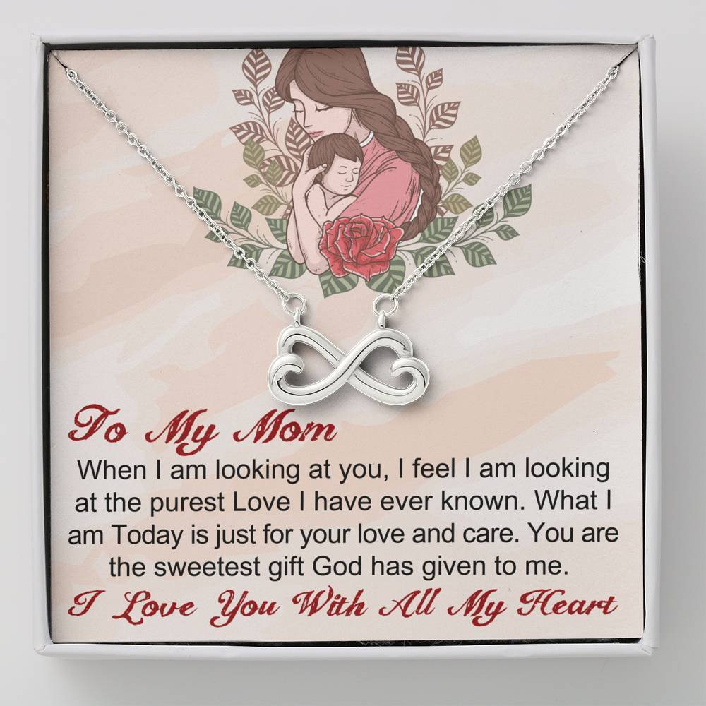Infinity Heart Necklace Gift For Mom Love You With All My Heart