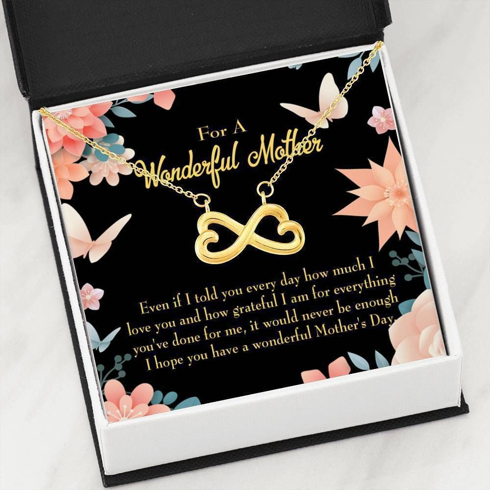Infinity Heart Necklace Gift For Mom Never Be Enough Pink Butterflies