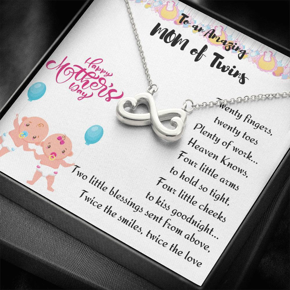 Infinity Heart Necklace Gift For Mom Of Twins Twice The Smiles Twice The Love