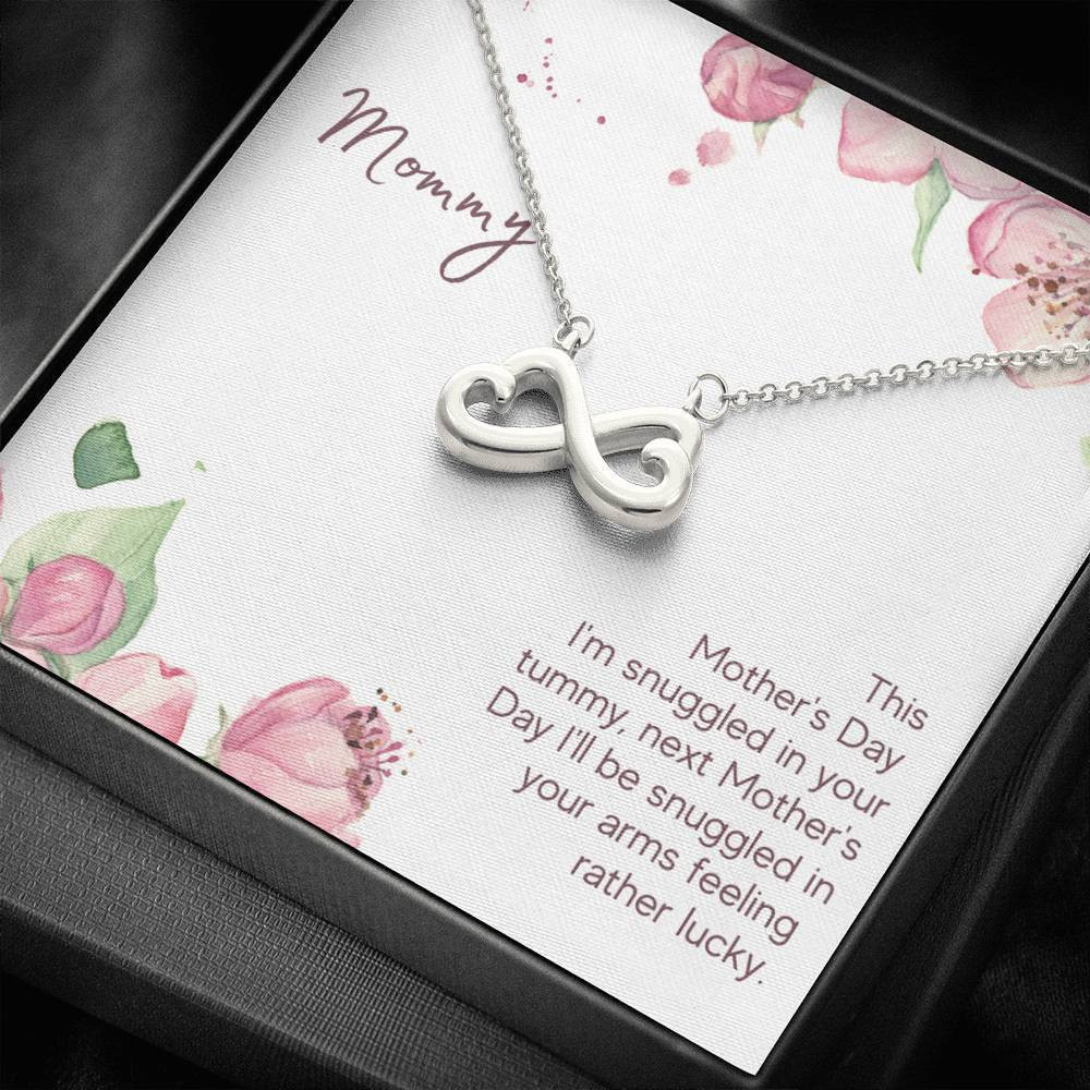 Infinity Heart Necklace Gift For Mom This Mother’s Day I’m Snuggled In Your Tummy