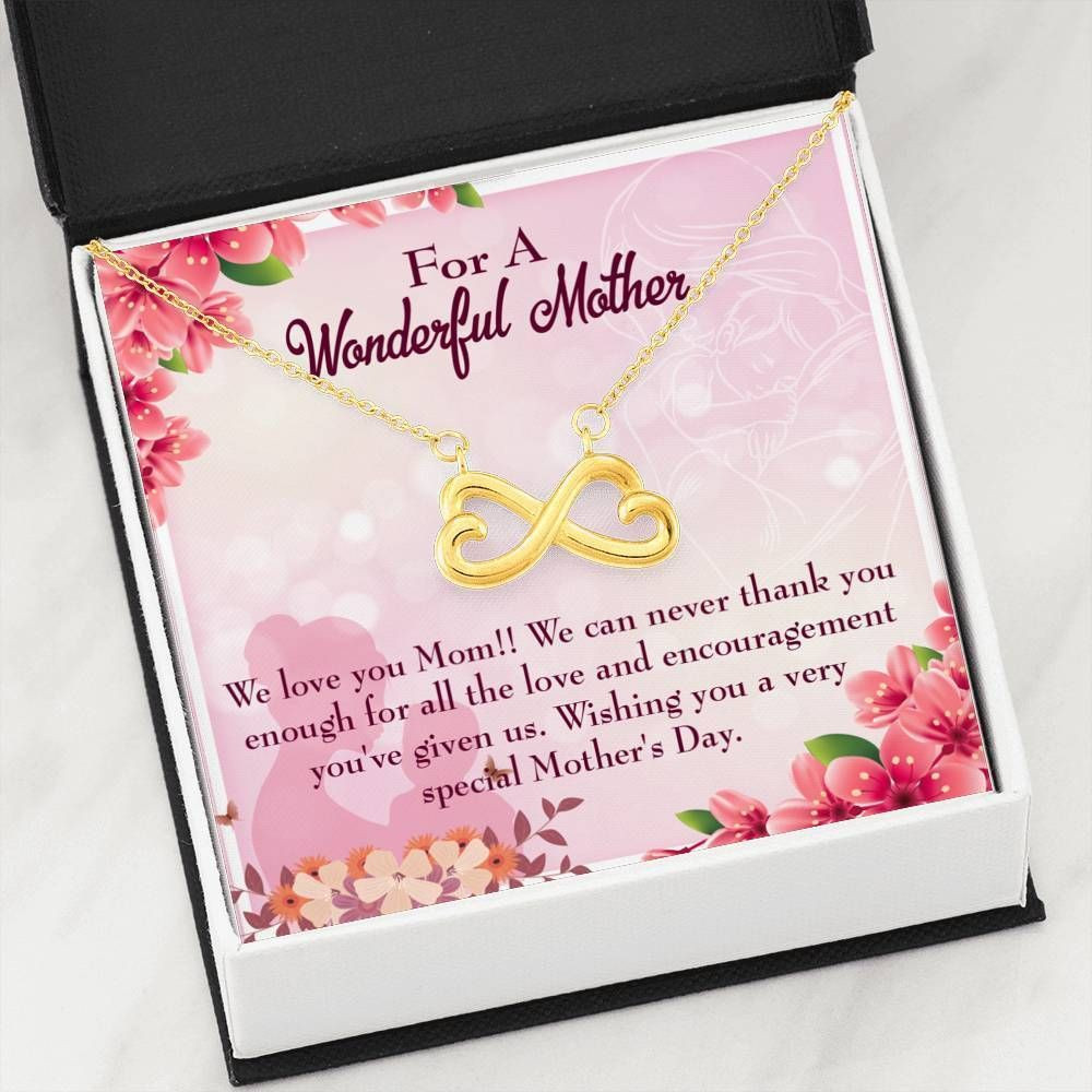 Infinity Heart Necklace Gift For Mom We Love You