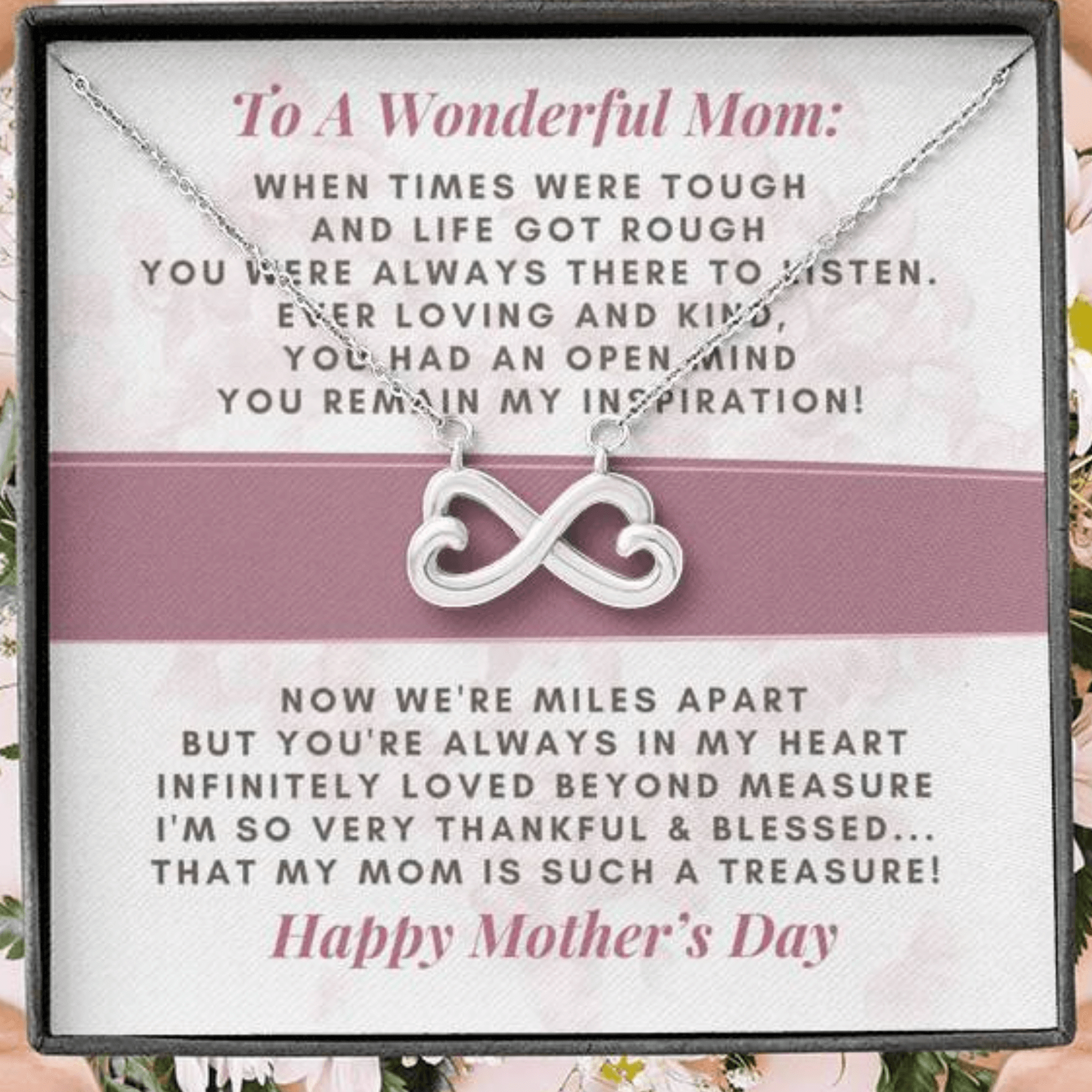 Infinity Heart Necklace Gift For Mom Wonderful Mom Happy Mother’s Day