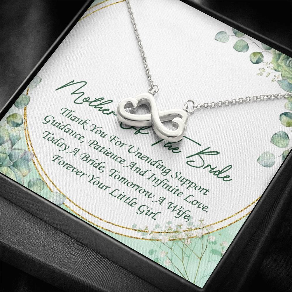 Infinity Heart Necklace Gift For Mother Of The Bride Thanks For Unending Support Guidance