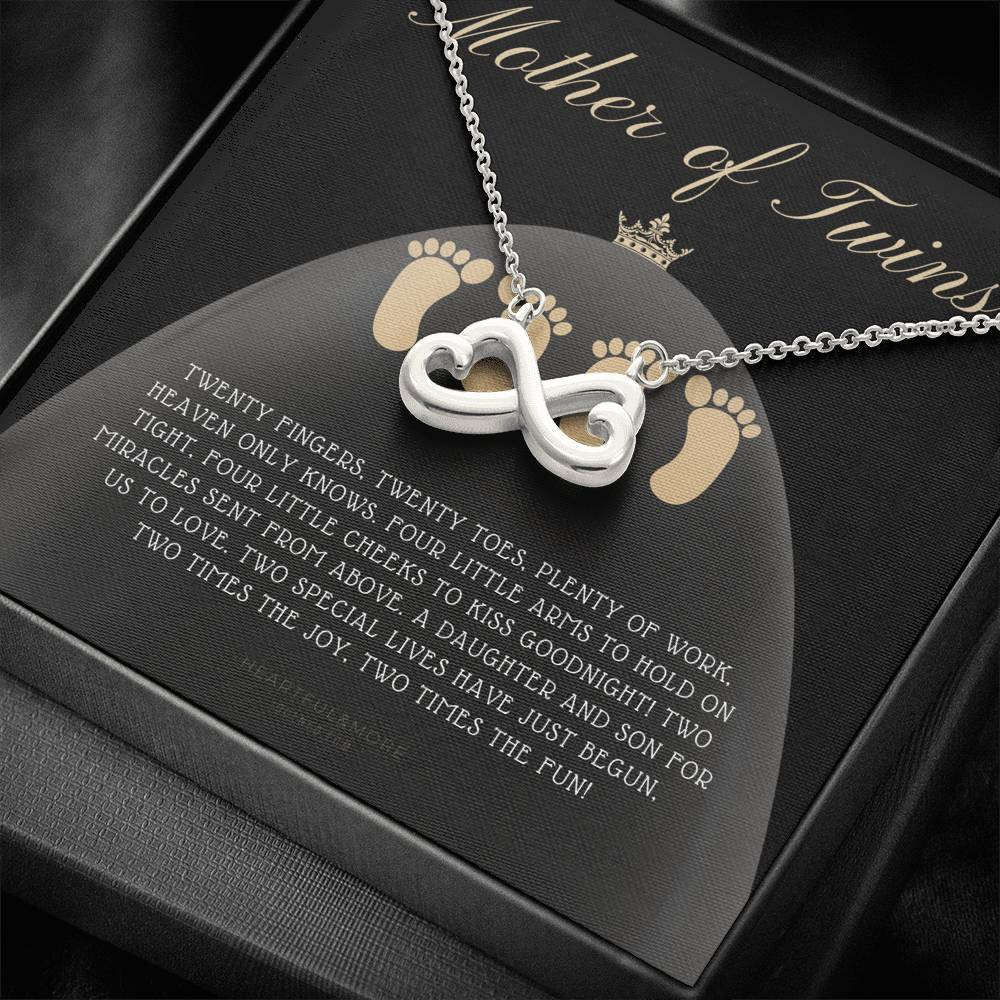 Infinity Heart Necklace Gift For Mother Of Twins Two Times The Joy Two Times The Fun
