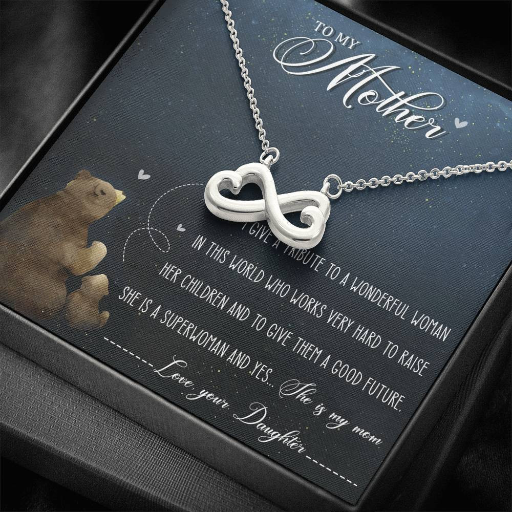 Infinity Heart Necklace Gift For Mother She Is A Superwoman She Is My Mom