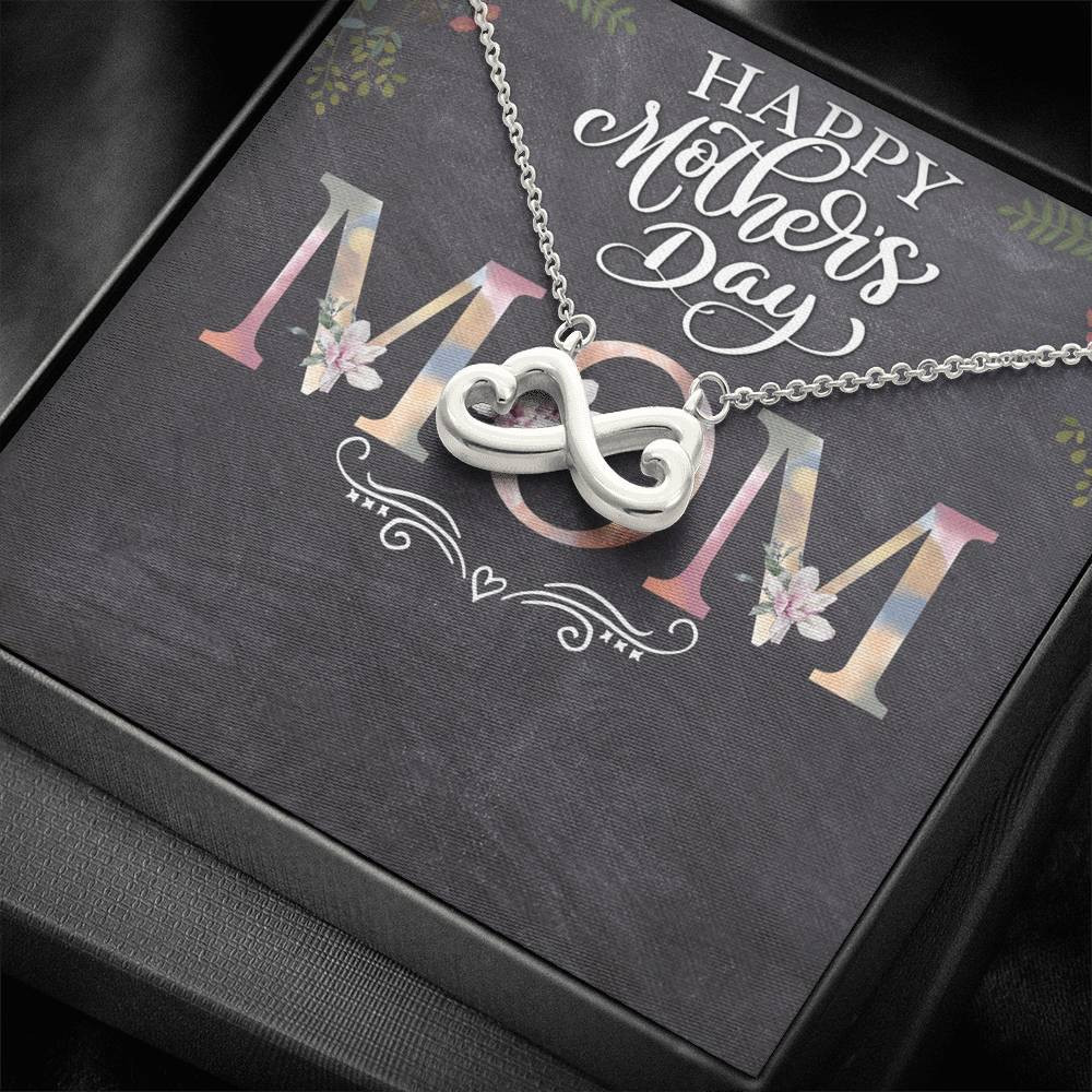 Infinity Heart Necklace Mother’s Day Gift For Mom Black Background Design