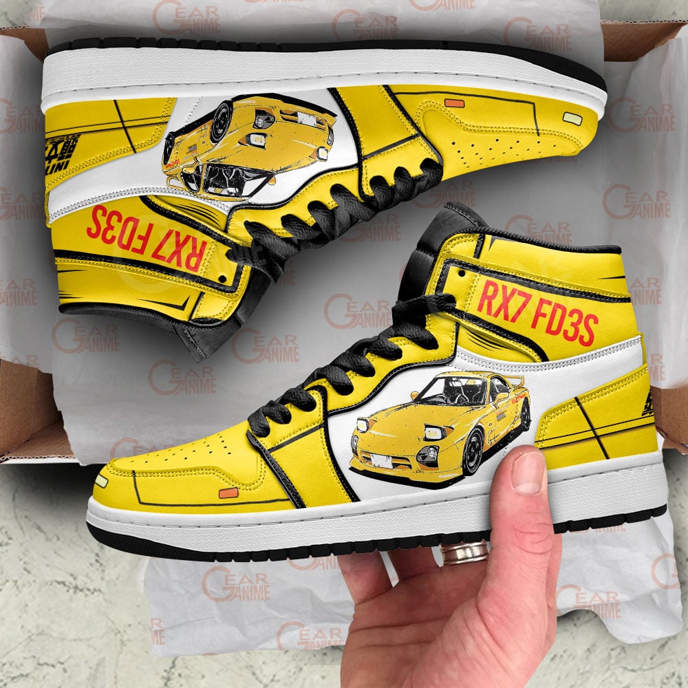 Initial D RX-7 FD3S Car JD1s Sneakers Anime Shoes, Air Jordan Hightop