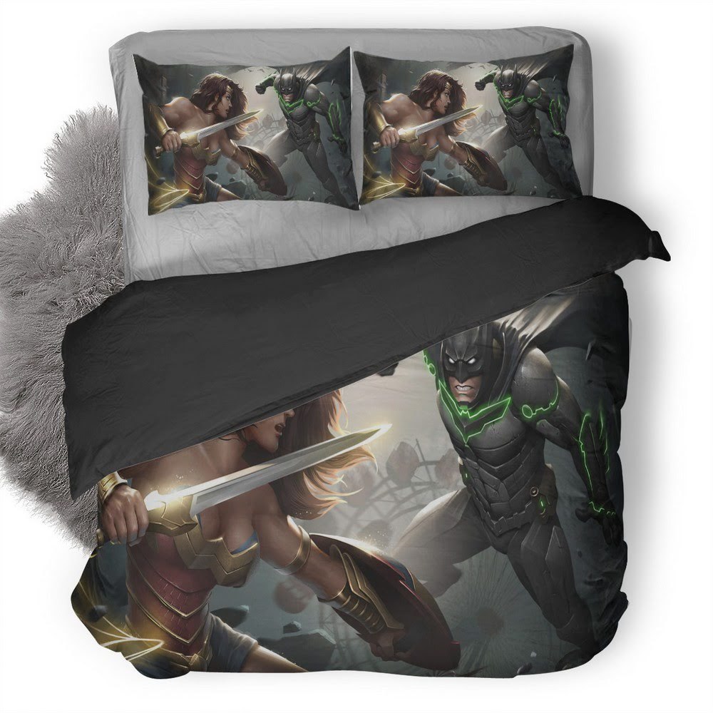 Injustice Batman And Wonder Woman 3D Customized Duvet Cover Bedding Set