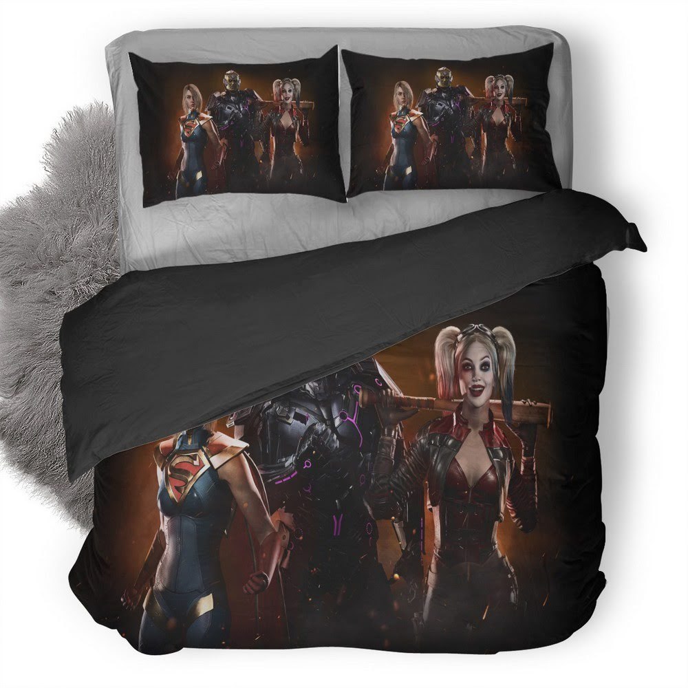 Injustice Supergirl And Harley Quinn 3D Customized Duvet Cover Bedding Set