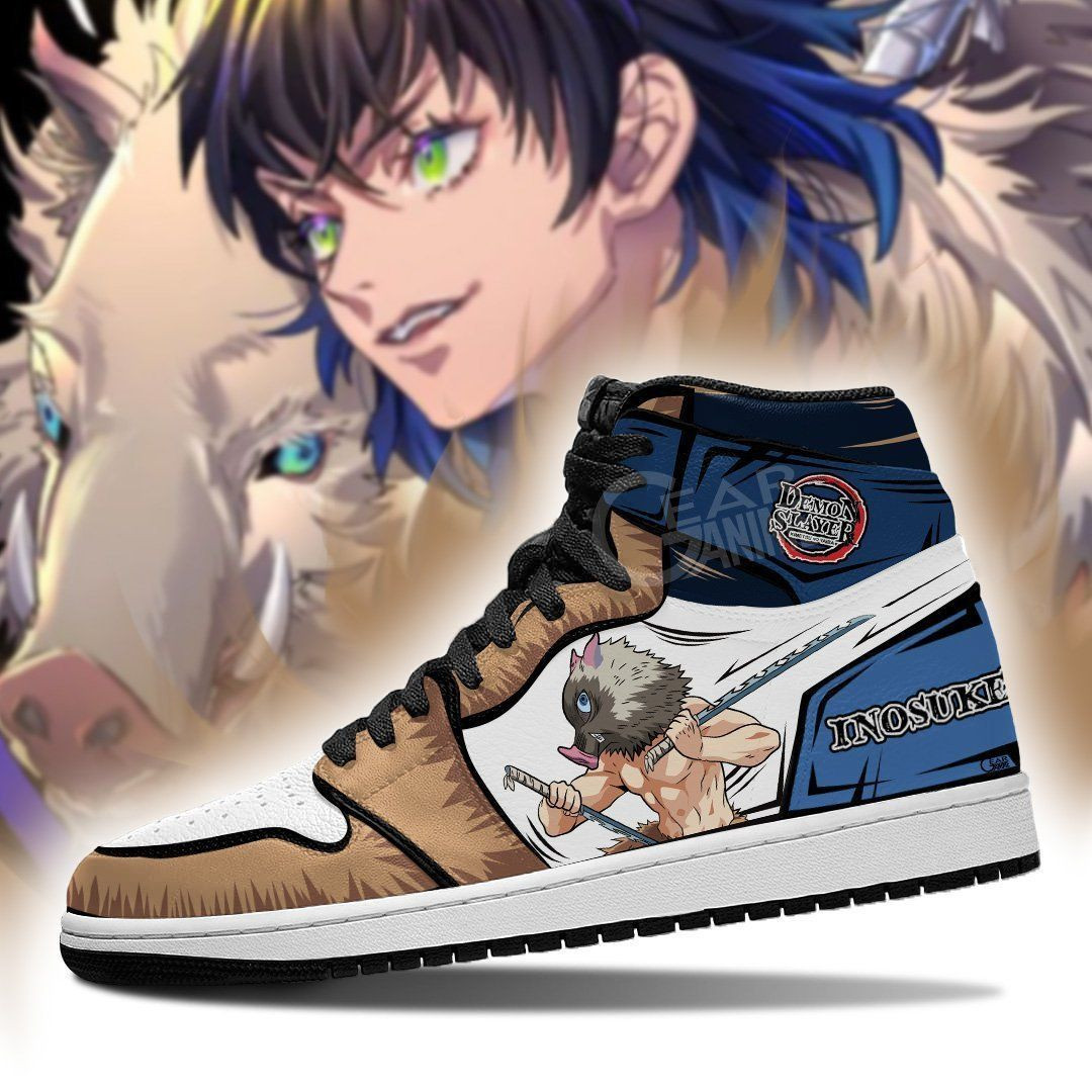 Inosuke Demon Slayer Anime 1 High Top Air Jordan Sneaker, Air Jordan Hightop