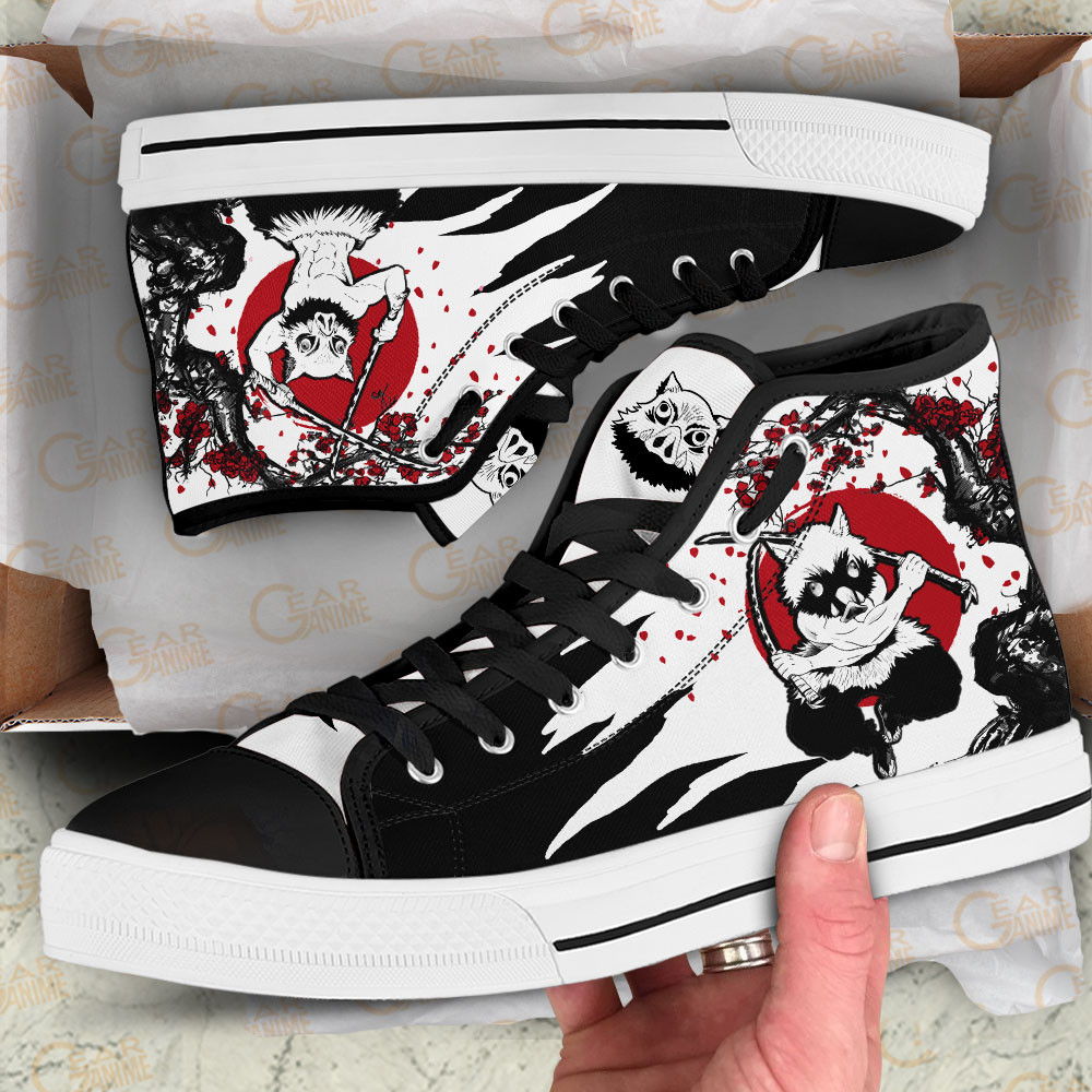 Inosuke High Top Shoes Custom Demon Slayer Anime Sneakers Japan Style