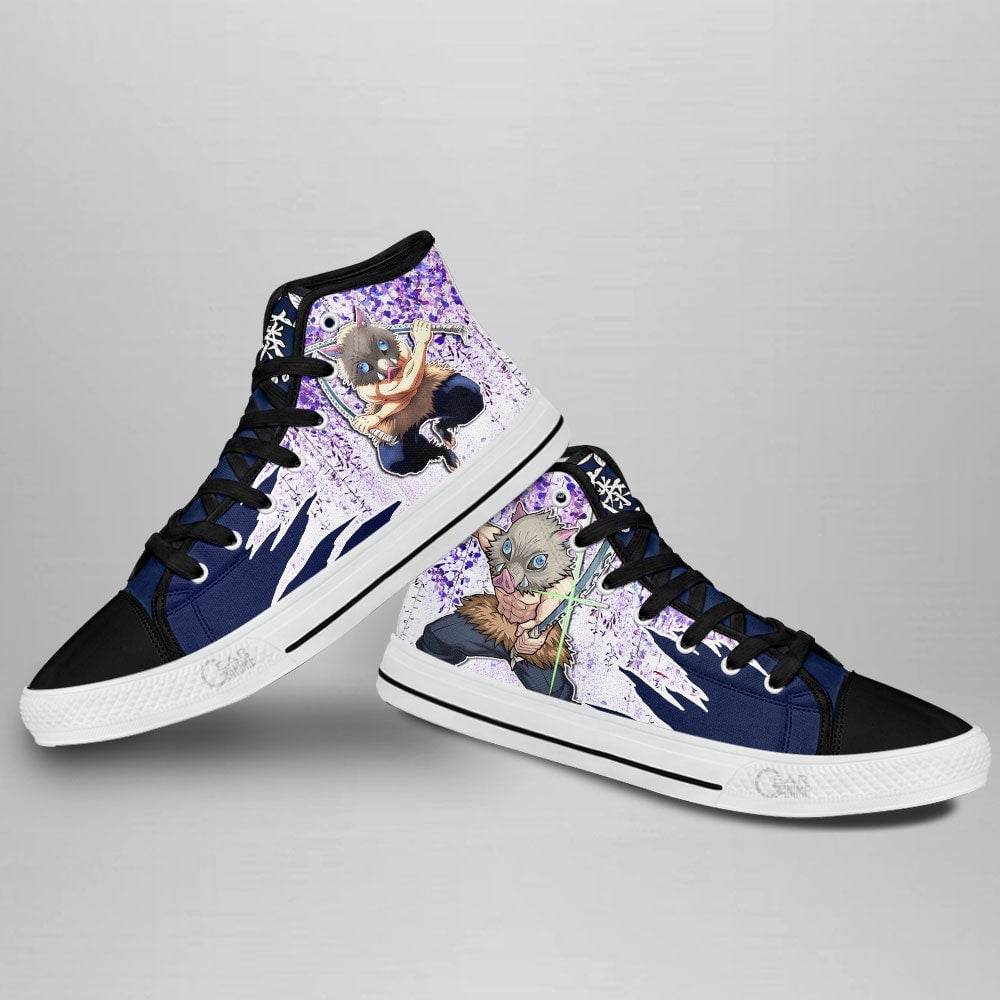 Inosuke High Top Shoes Demon Slayer Anime Sneakers Wisteria Style