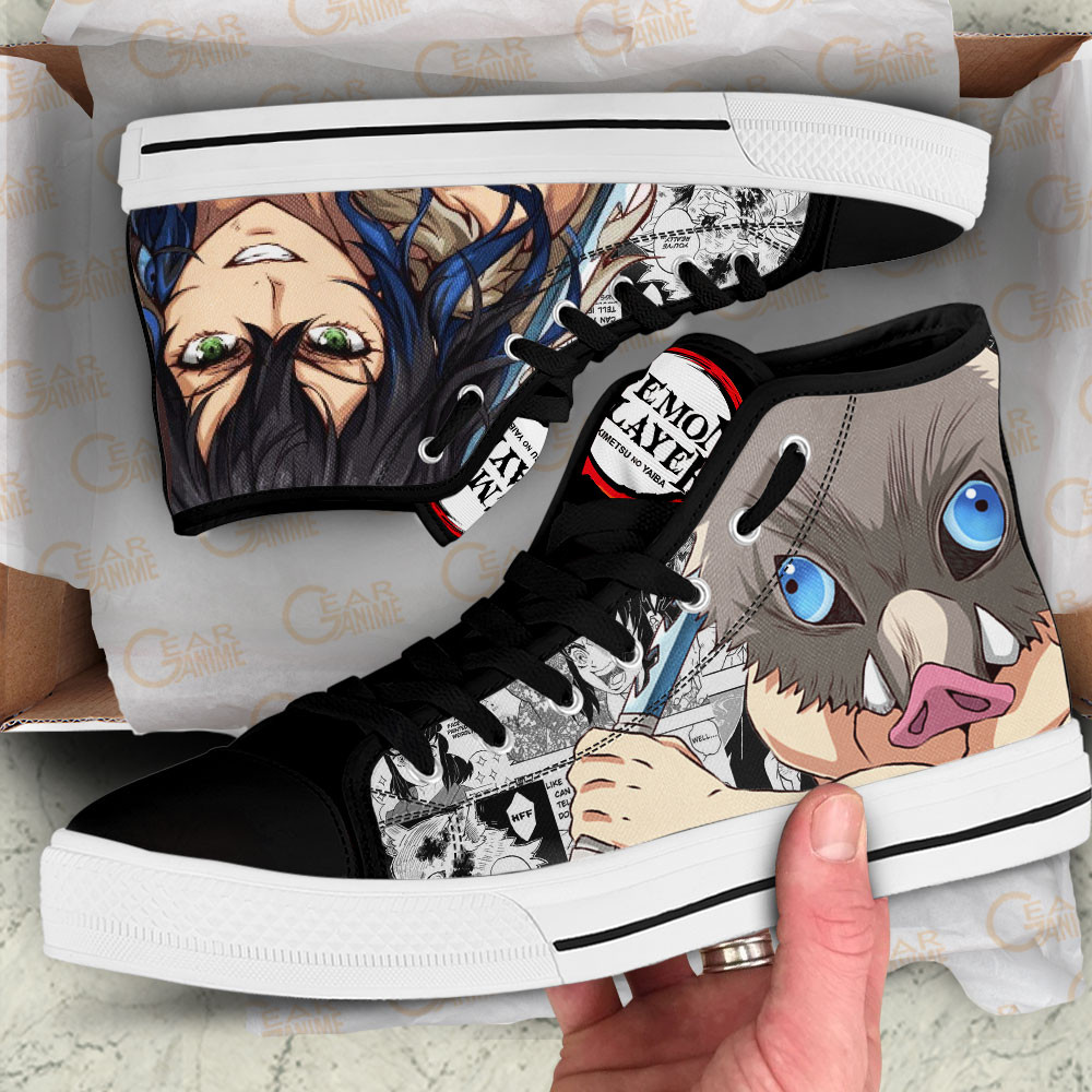 Inosuke High Top Shoes Demon Slayer Custom Anime Sneakers Mix Manga