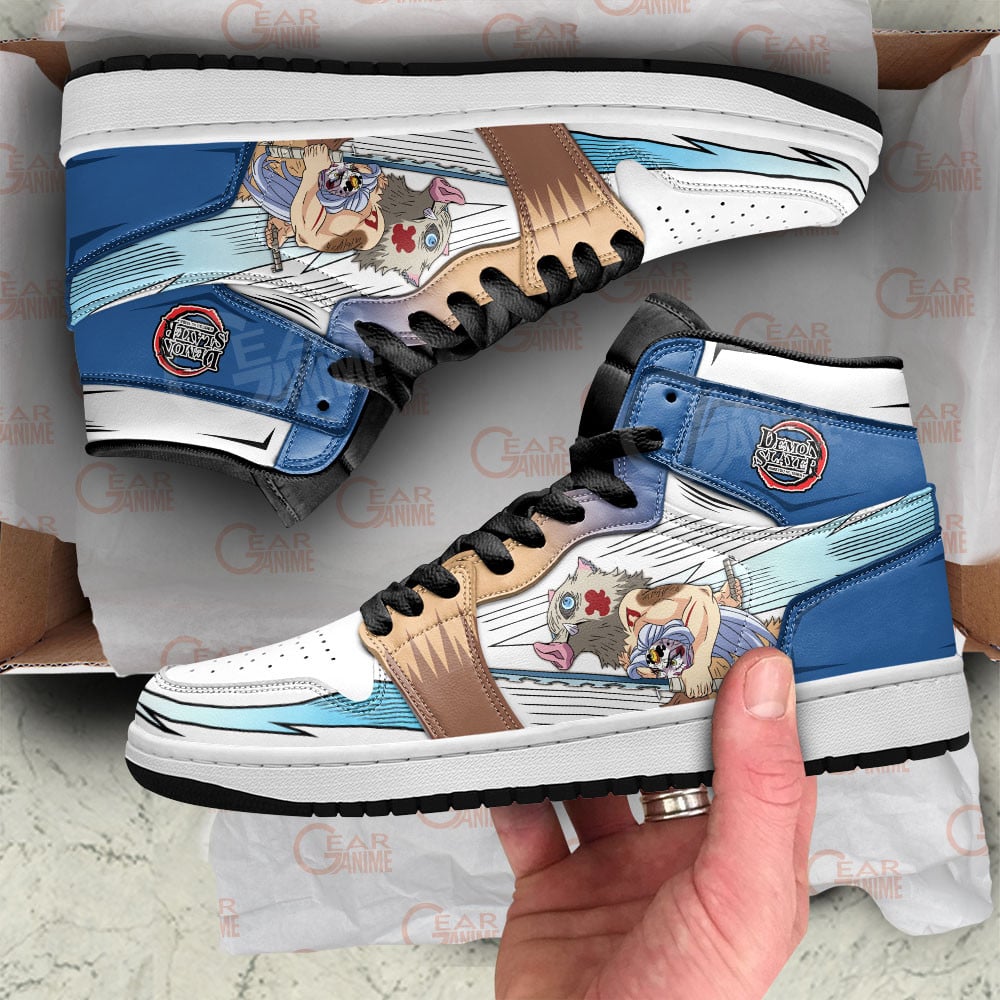 Inosuke JD1s Sneakers Beast Breathing Demon Slayer Anime Shoes, Air Jordan Hightop