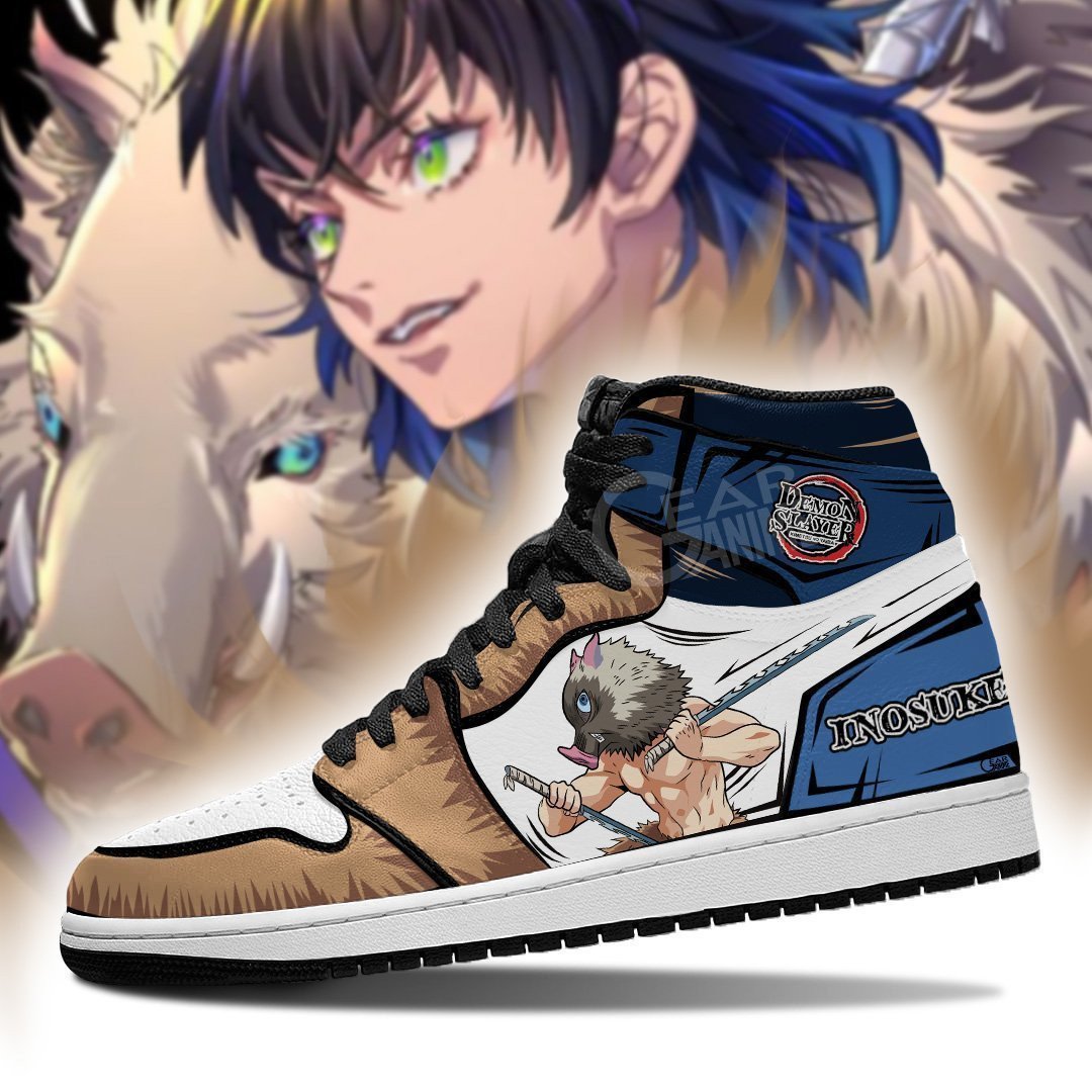 Inosuke Shoes Boots Skill Beast Breathing Demon Slayer Anime JD1s Sneakers Fan, Air Jordan Hightop