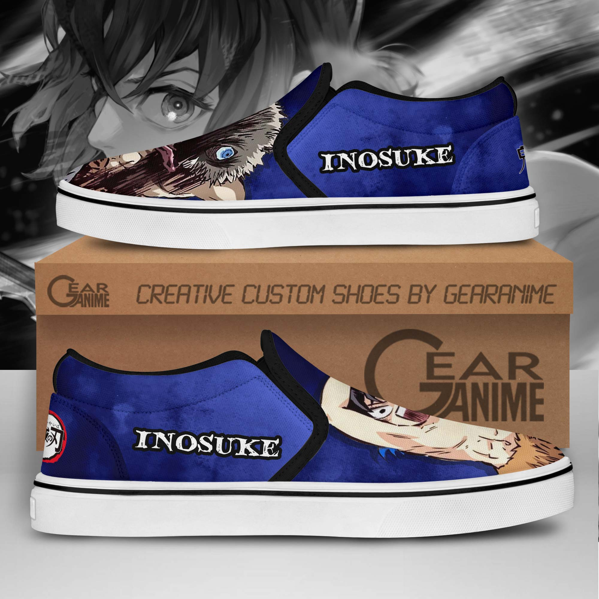 Inosuke Slip-On Shoes Canvas Custom Demon Slayer Anime Shoes