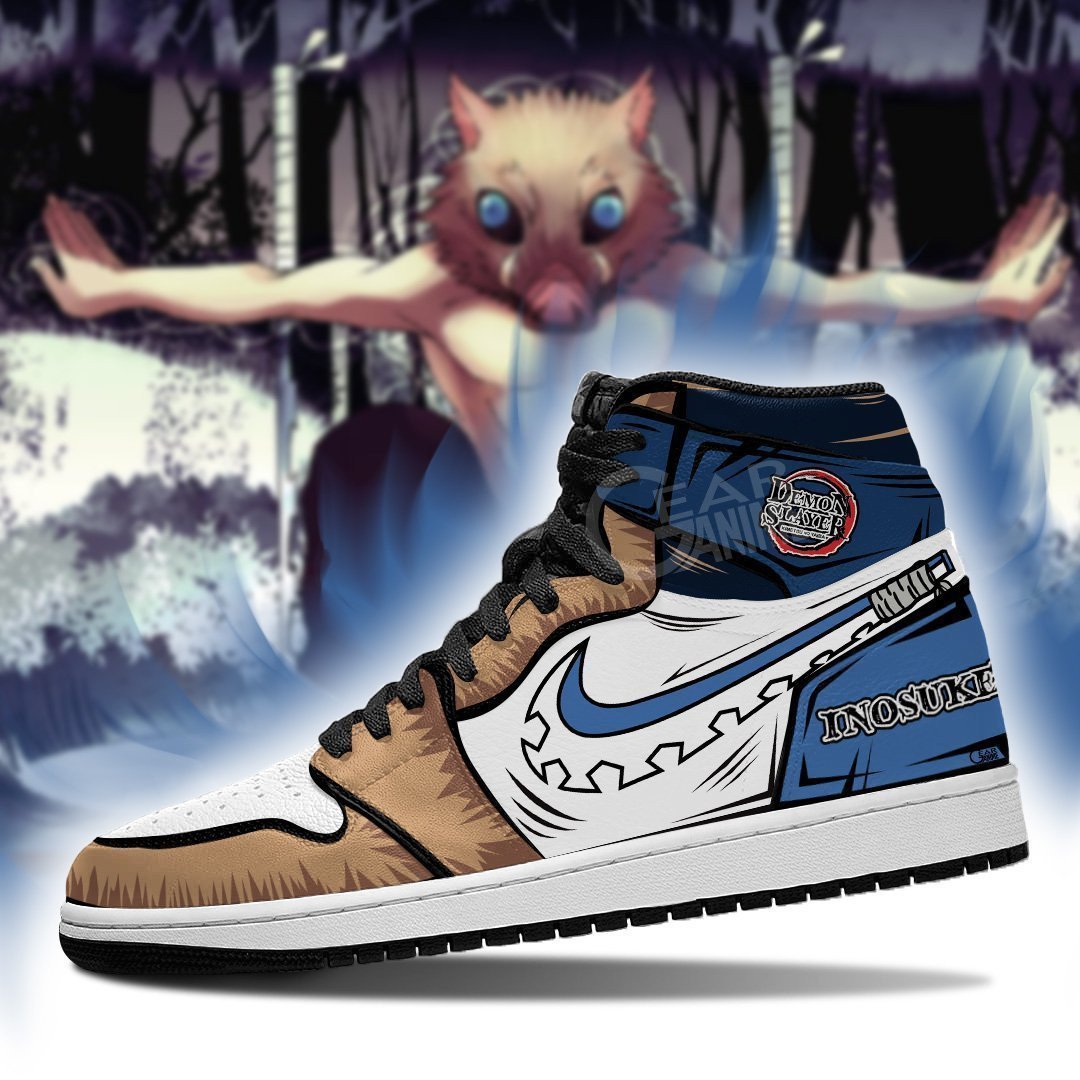 Inosuke Sneaker Boots J1 No Pic Demon Slayer Shoes Anime Fan Gift, Air Jordan Hightop