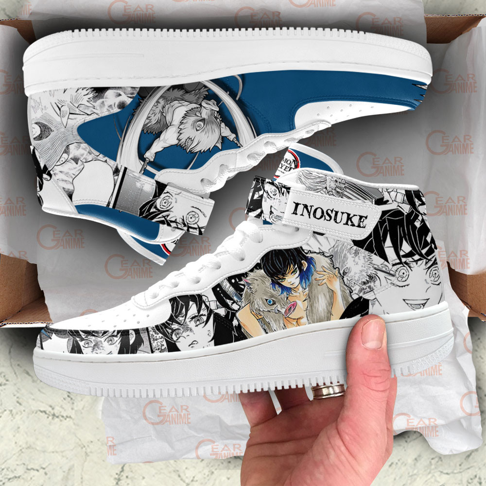 Inosuke Sneakers Air Mid Custom Demon Slayer Anime Shoes Mix Manga