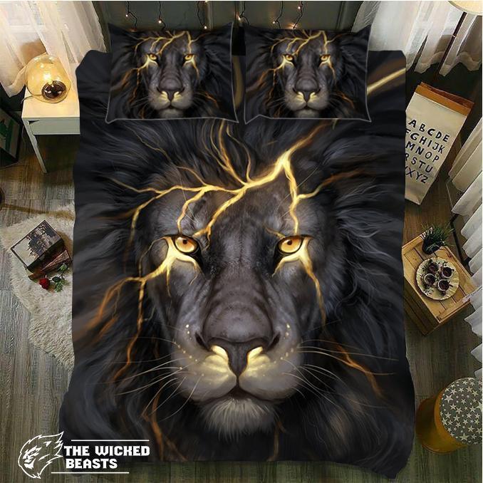 Inside Glow Lion3D Customized Duvet Cover Bedding Set