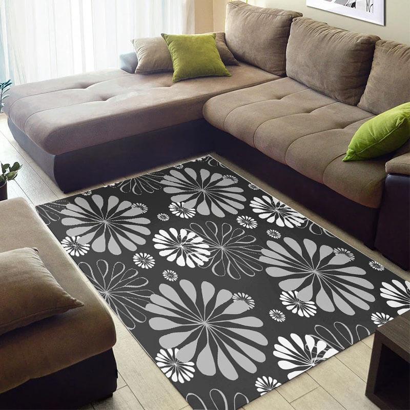 Inspired African American Beautiful Black Art Flowers Pattern Large Living Room Rectangle Rug