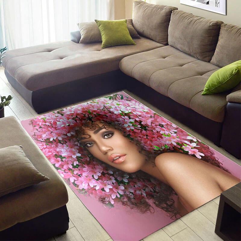 Inspired African American Beautiful Themed Melanin Girl Carpet Living Room Rectangle Rug