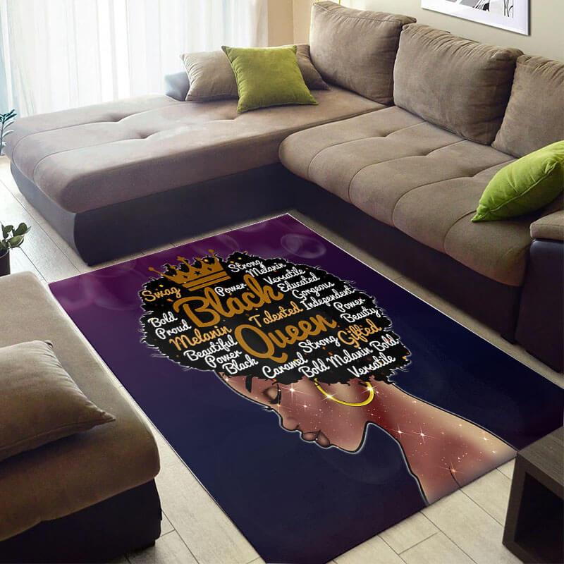 Inspired African American Cute Black Art Afro Girl Design Floor Home Rectangle Rug