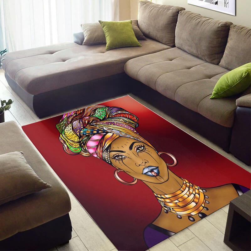 Inspired African American Fancy Afrocentric Queen Carpet House Rectangle Rug