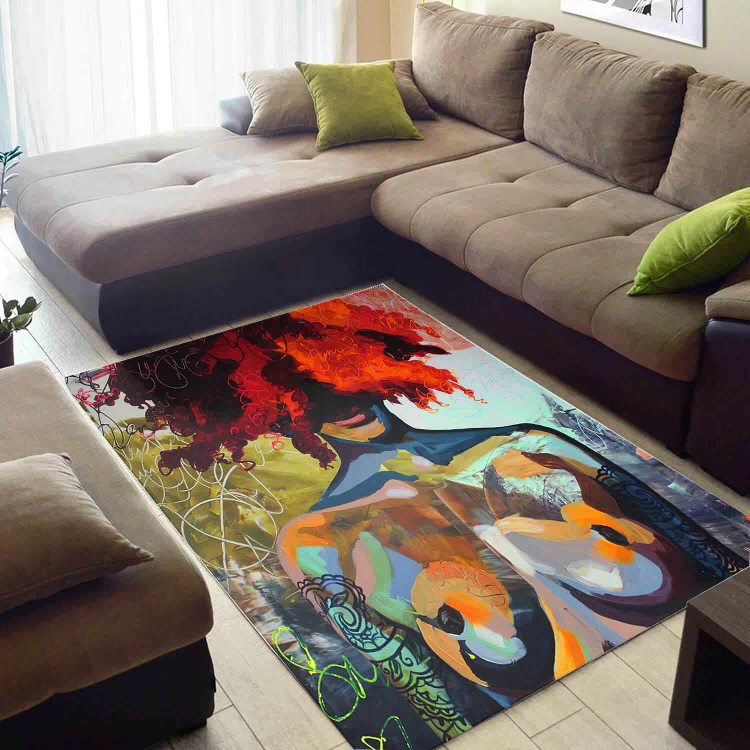 Inspired African American Pretty Afro Girl Carpet Living Room Rectangle Rug