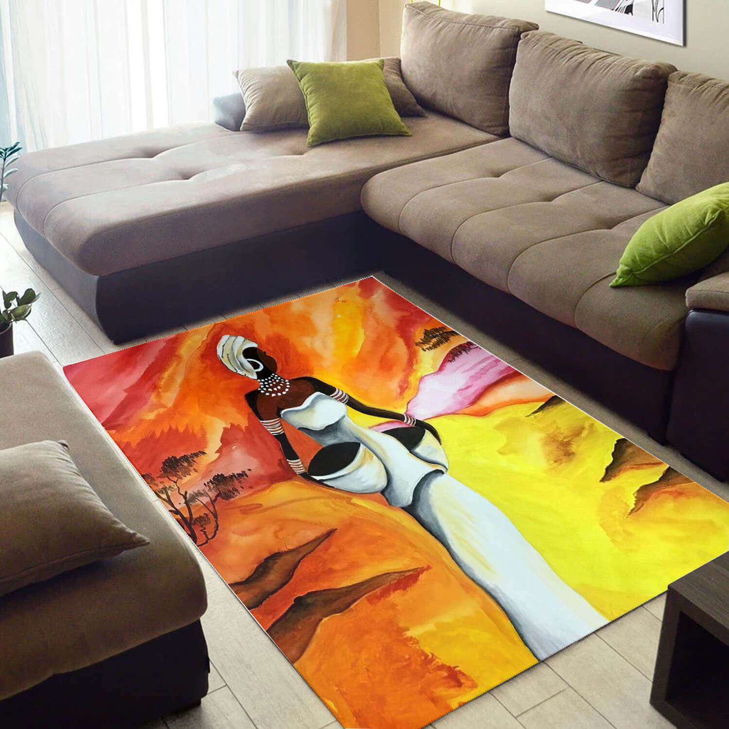 Inspired African American Pretty Natural Hair Black Queen Large Living Room Rectangle Rug