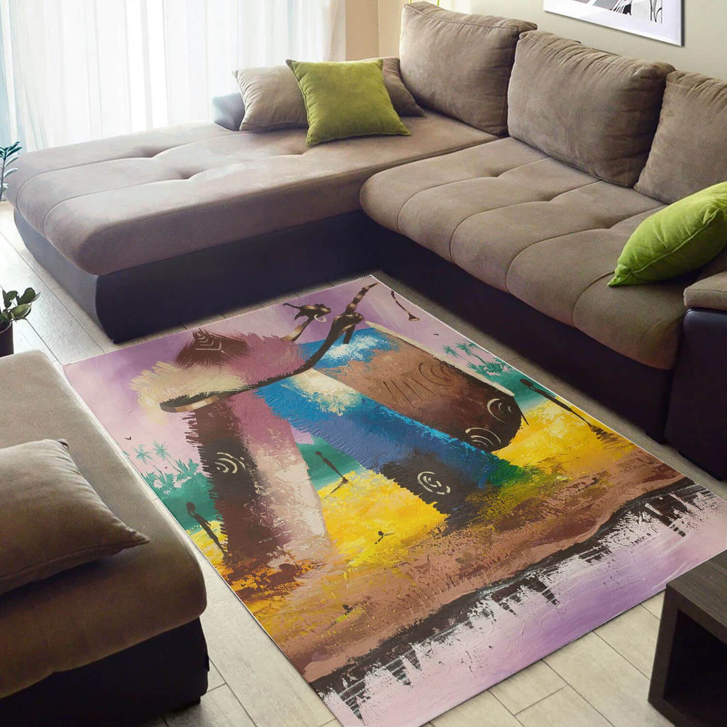 Inspired African Attractive American Black Art Afrocentric Pattern Large Living Room Rectangle Rug