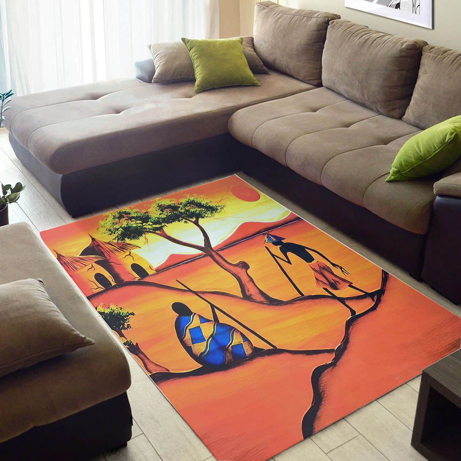Inspired African Beautiful American Melanin Girl Large Style Rectangle Rug