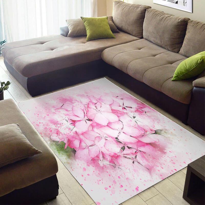 Inspired African Beautiful Natural Hair Pink Flowers Art Large House Rectangle Rug