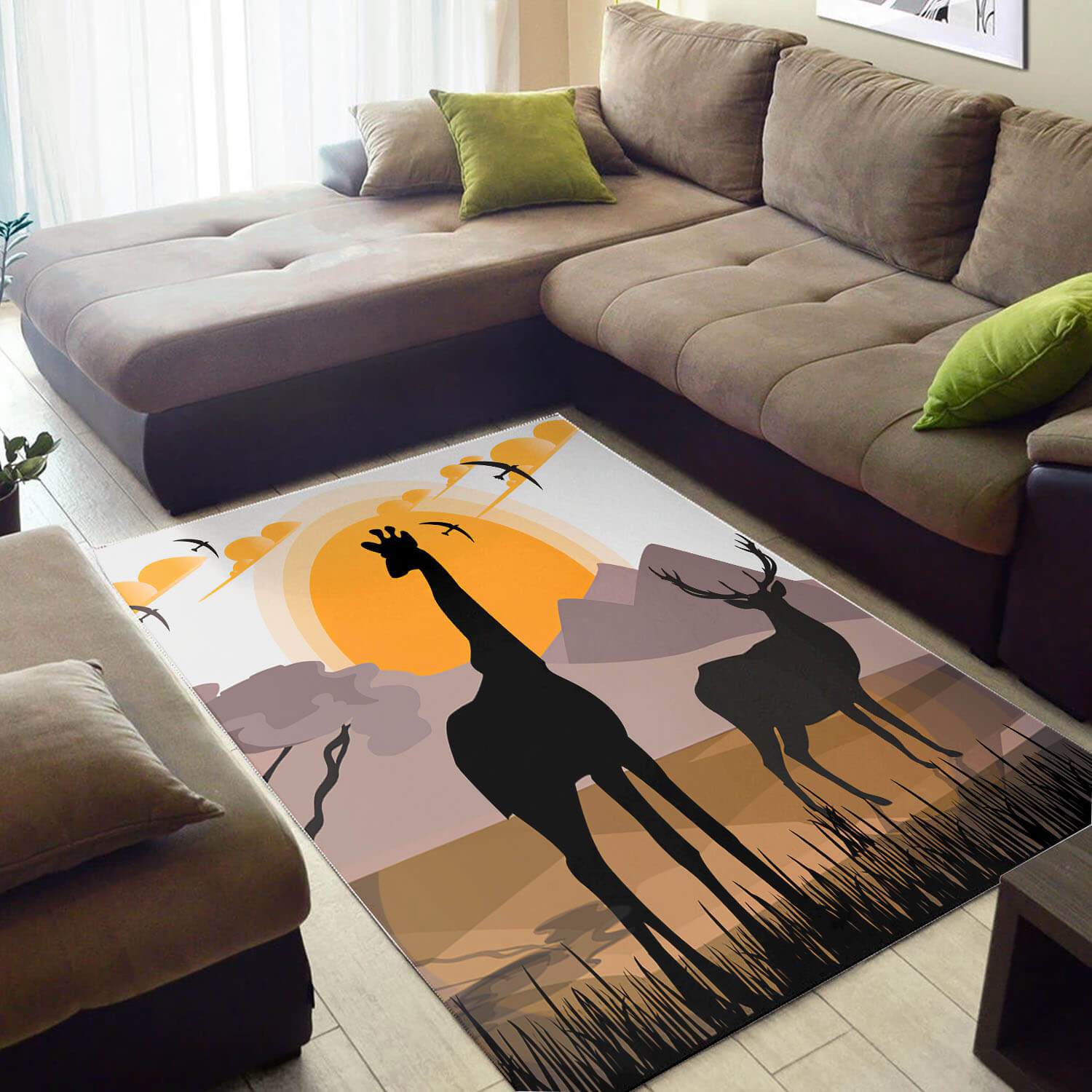 Inspired African Cool Afro American South Animals Style Carpet Rectangle Rug