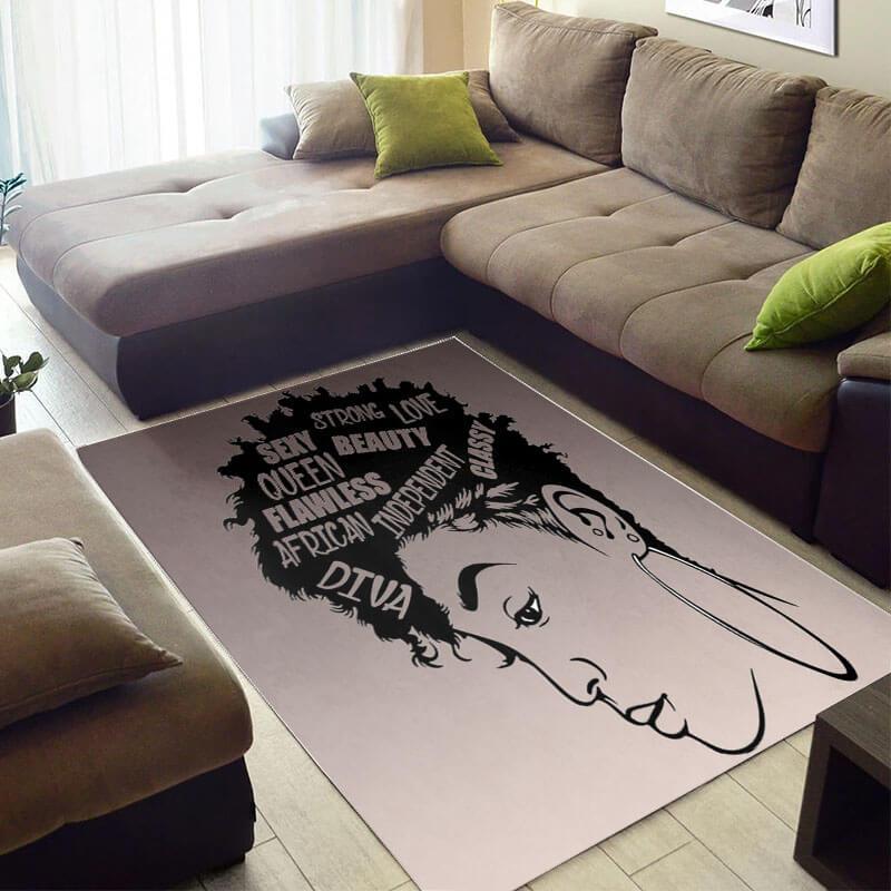 Inspired African Pretty American Black Art Afro Woman Large Themed Home Rectangle Rug