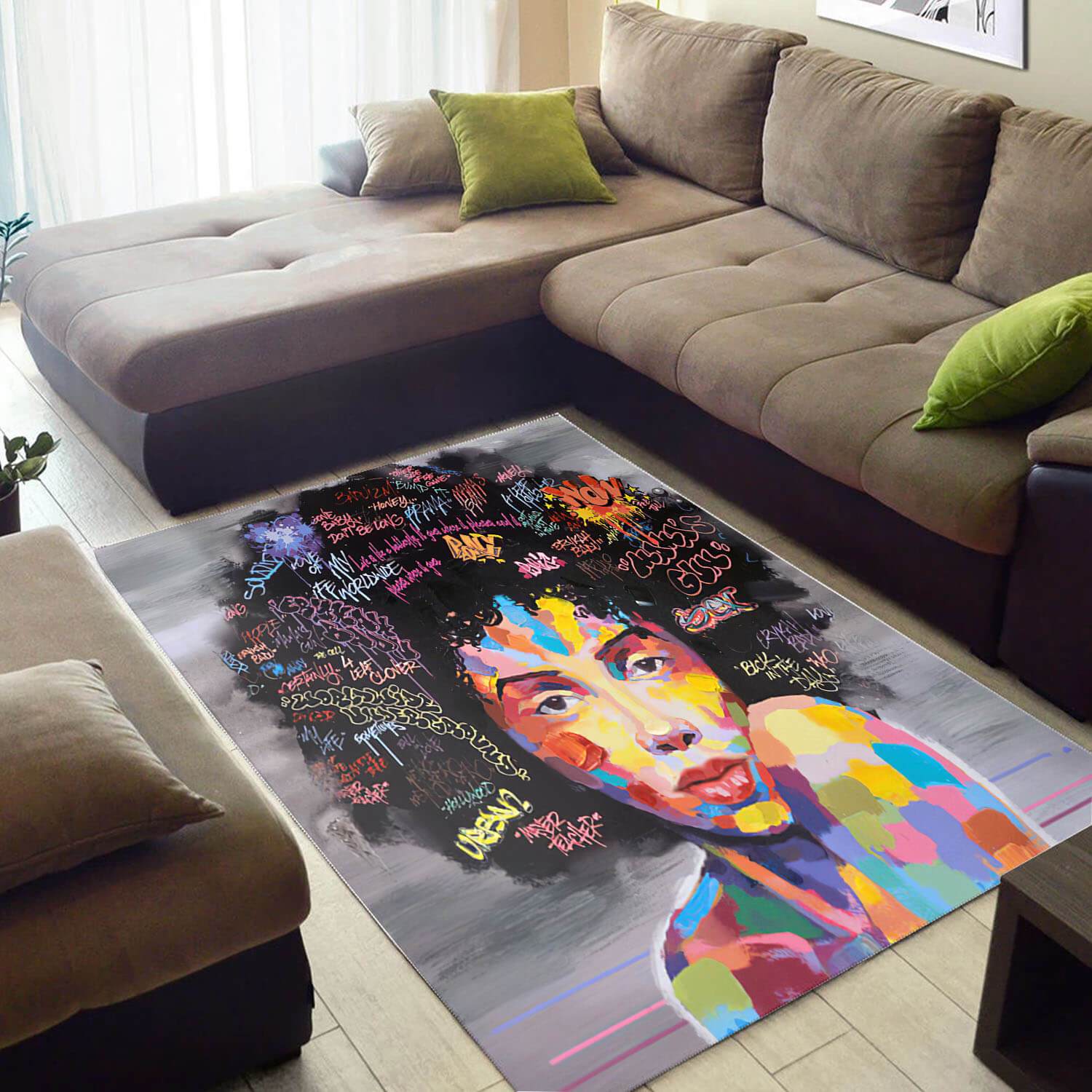 Inspired African Pretty Themed Melanin Woman Design Floor Carpet Living Room Rectangle Rug