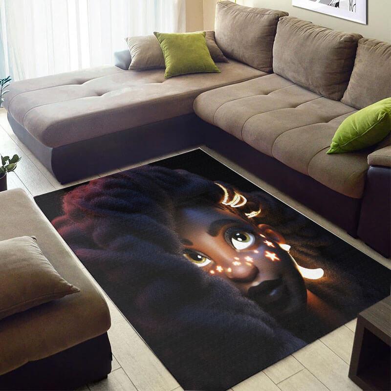 Inspired African Style Beautiful Natural Hair Black Girl Large Rectangle Rug