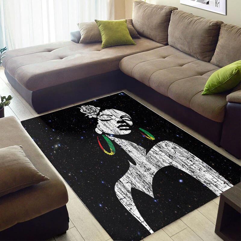 Inspired African Style Fancy Afrocentric Black Girl Themed Carpet House Rectangle Rug