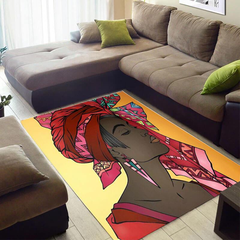 Inspired African Style Pretty Afro Woman Large Carpet Room Rectangle Rug
