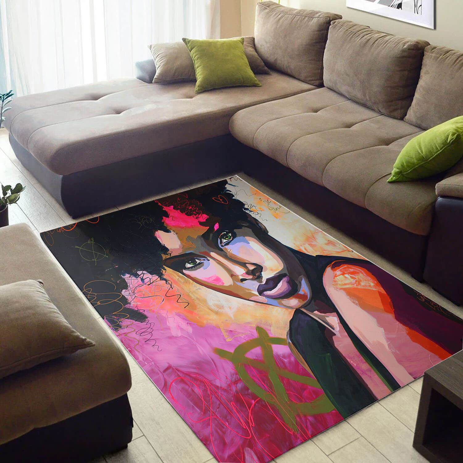 Inspired African Style Pretty Melanin Girl Large Carpet Living Room Rectangle Rug
