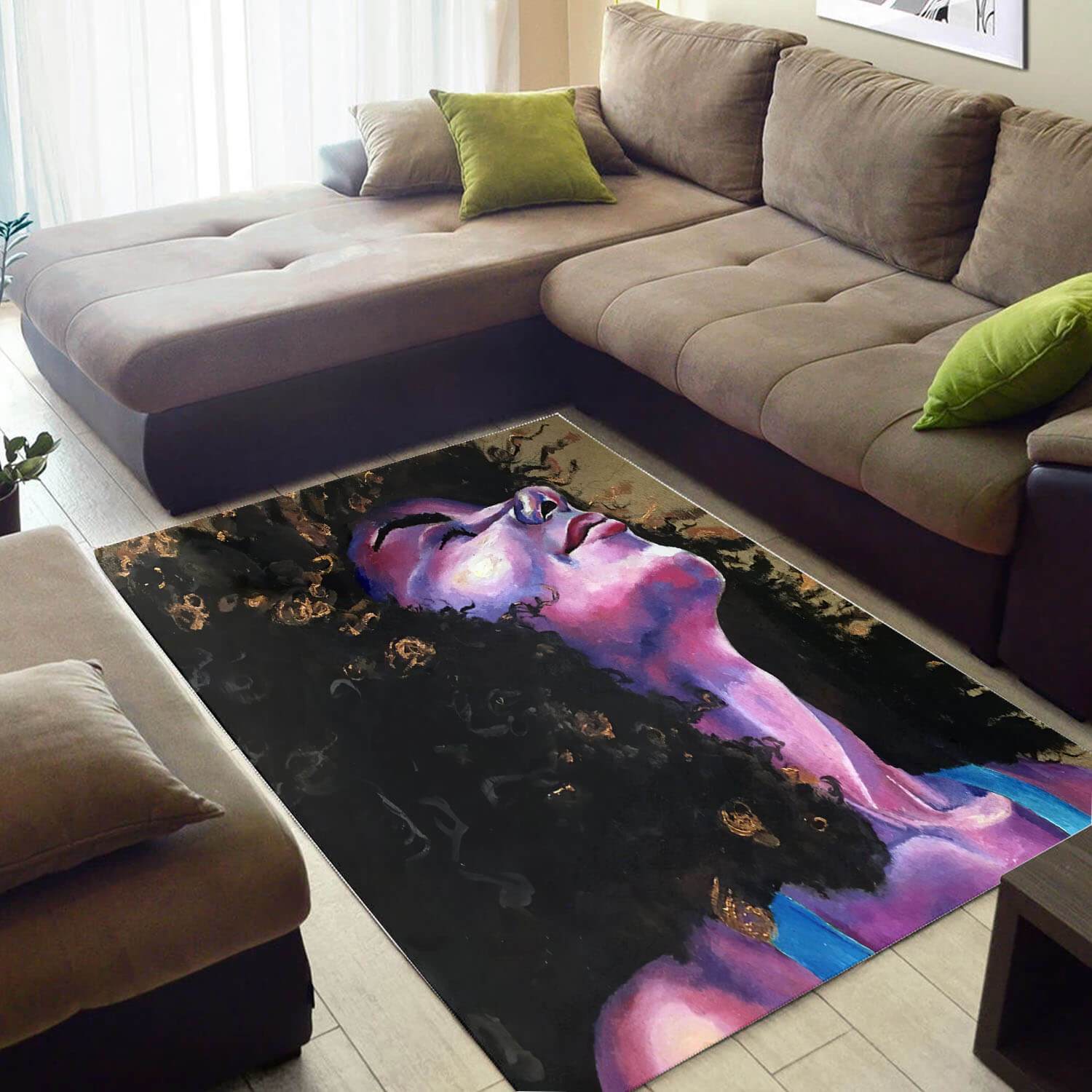 Inspired African Style Pretty Themed Melanin Girl Carpet Home Rectangle Rug
