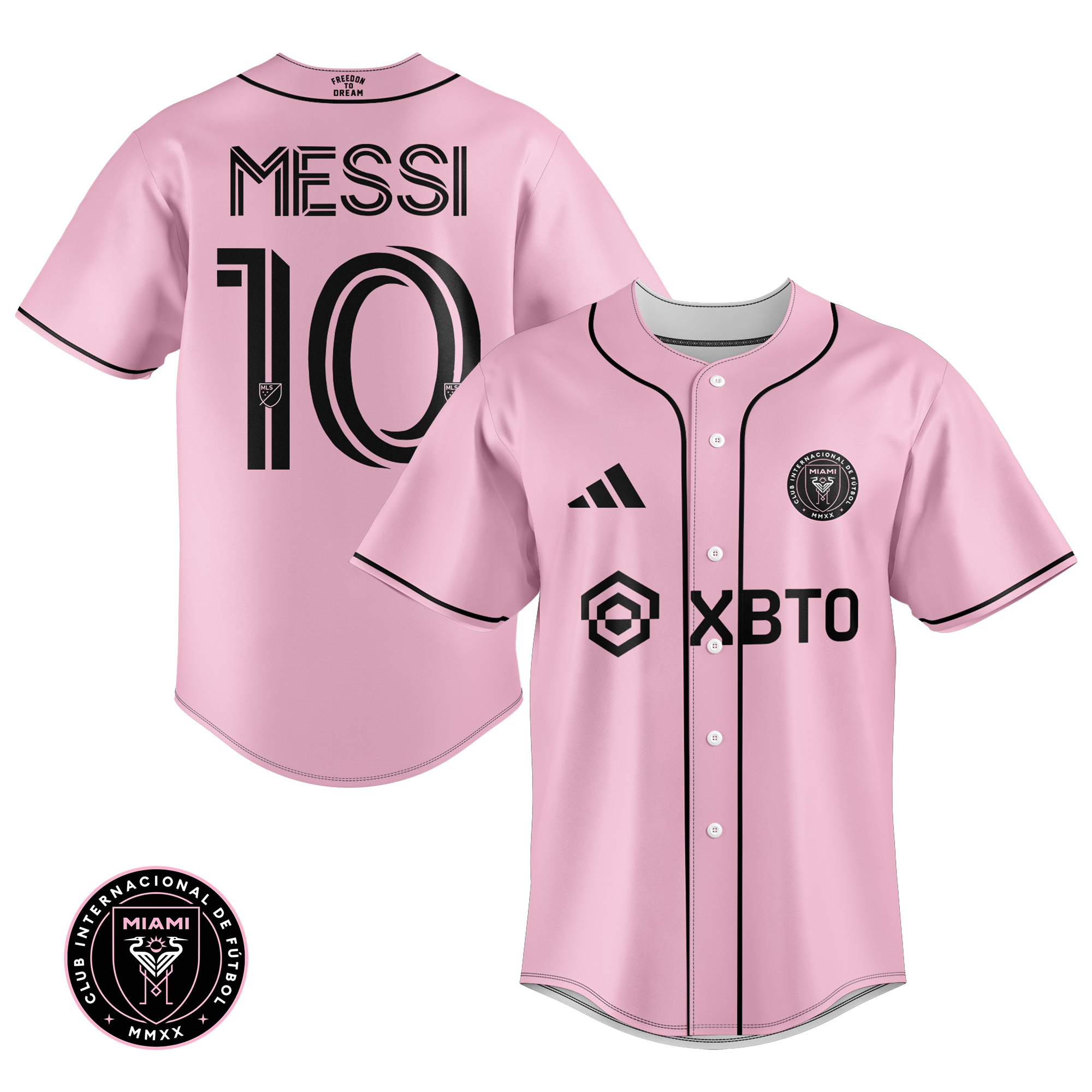 Inter Miami Leo Messi Pink Baseball Jersey Ver1