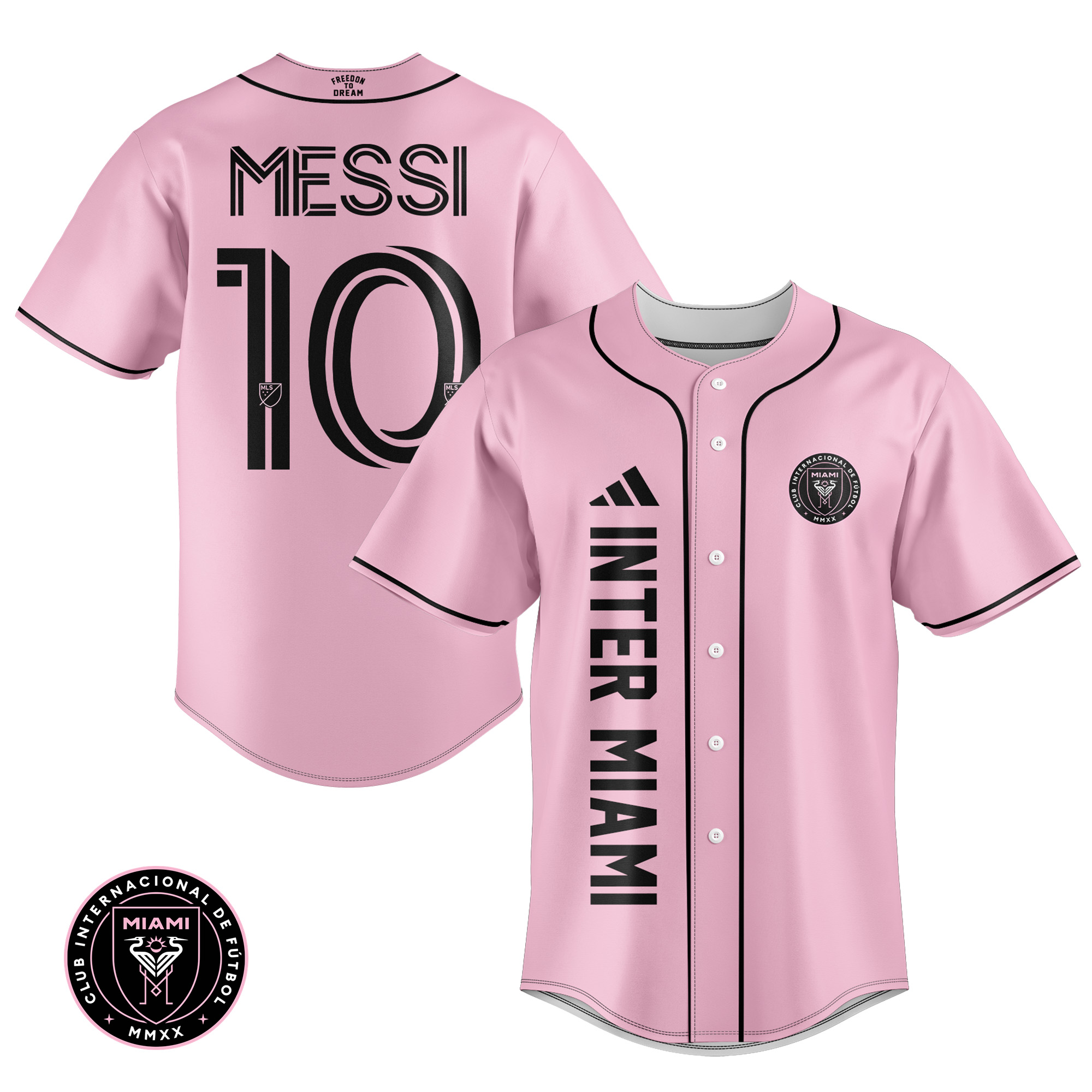 Inter Miami Leo Messi Pink Baseball Jersey Ver2