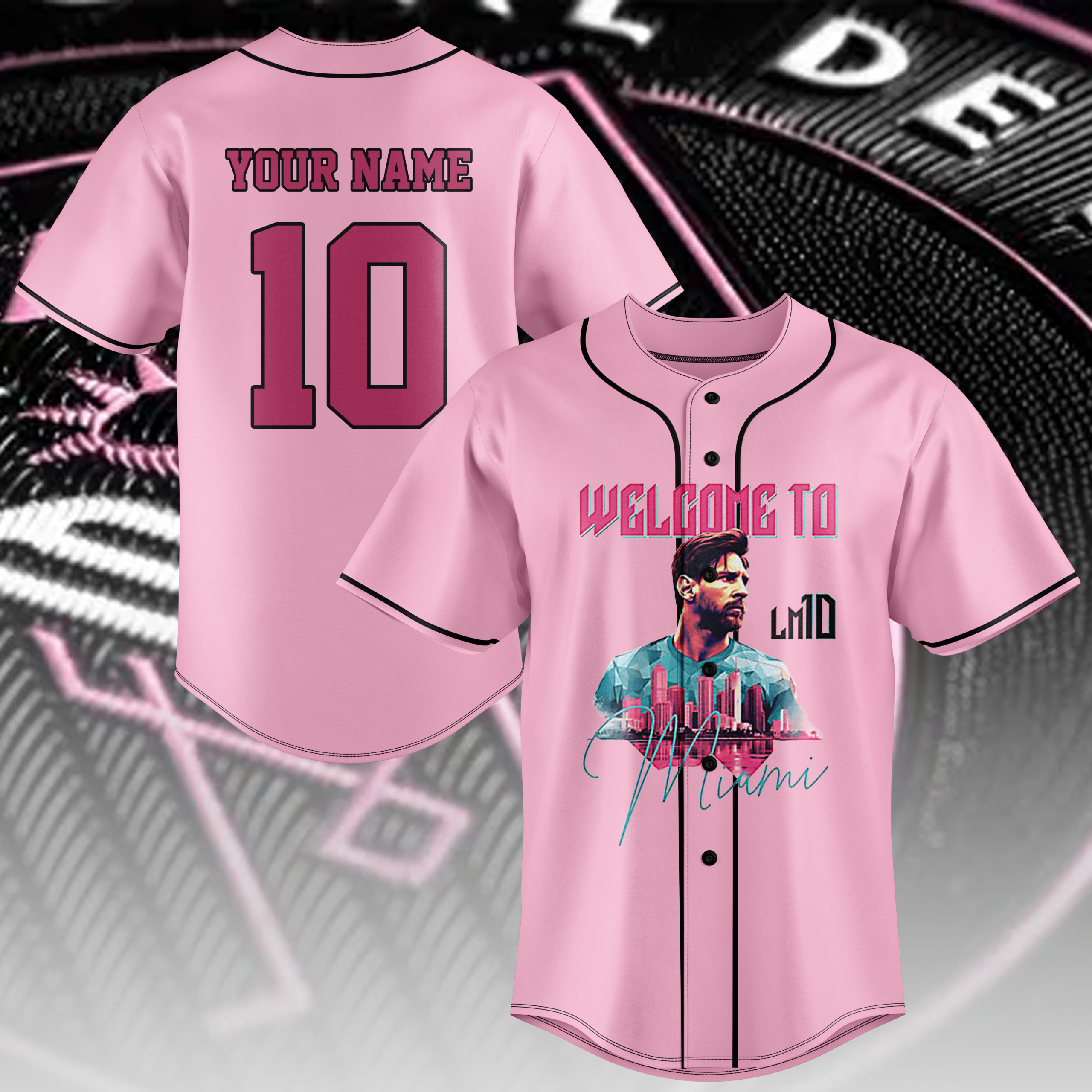 Inter Miami Leo Messi Pink Baseball Jersey Ver3