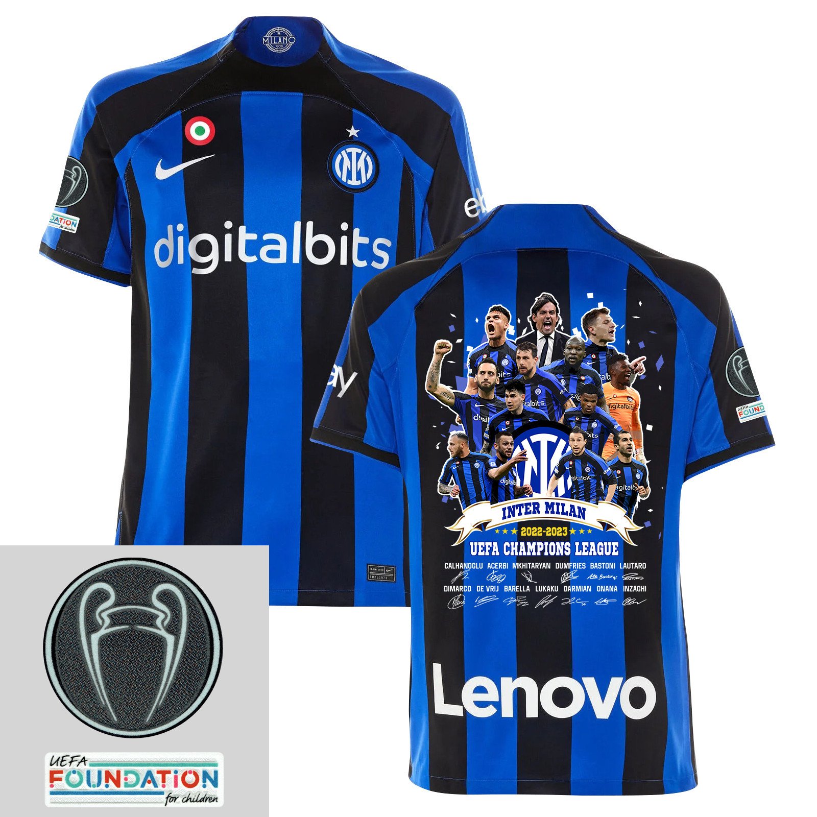 Inter Milan UEFA Champions League Signed 2022-23 Home Men Jersey