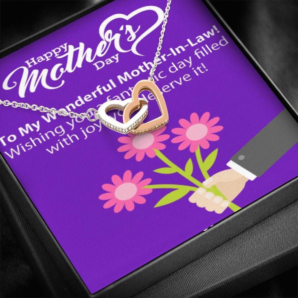 Interlocking Hearts Necklace Gift For Mom Happy Mother’s Day