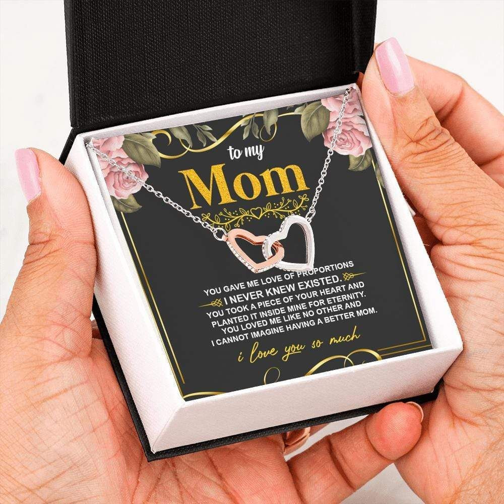 Interlocking Hearts Necklace Gift For Mom I Love You So Much