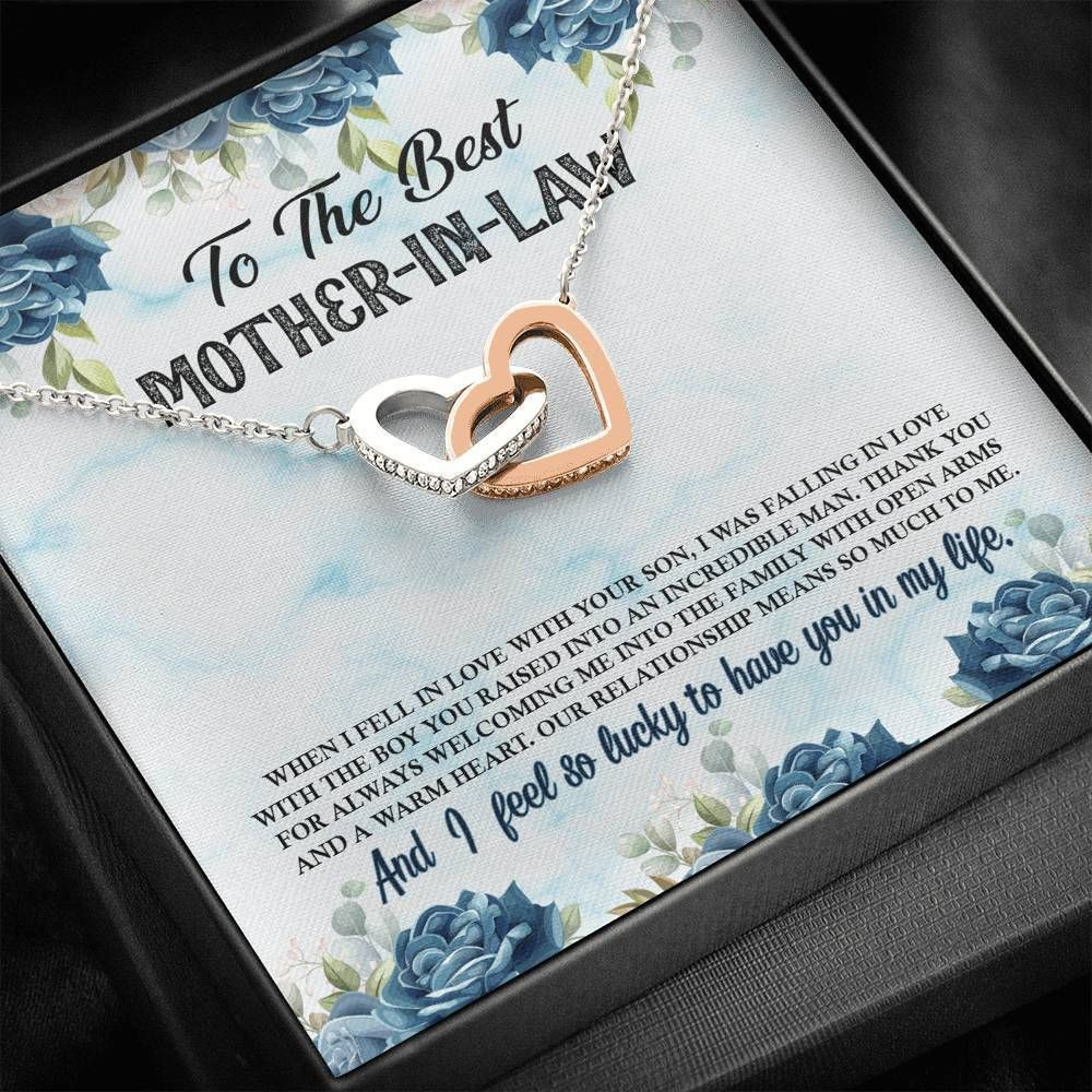 Interlocking Hearts Necklace Gift For Mother In Law I Feel So Lucky To Have You