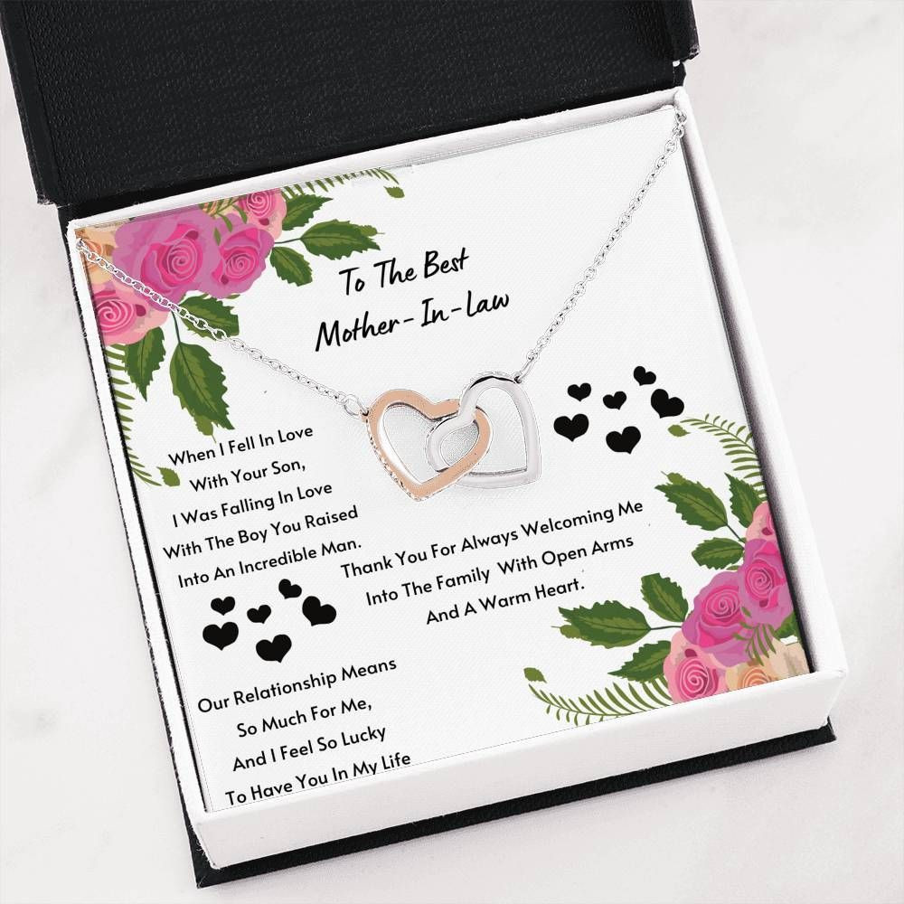 Interlocking Hearts Necklace Gift For Mother In Law So Lucky To Have You