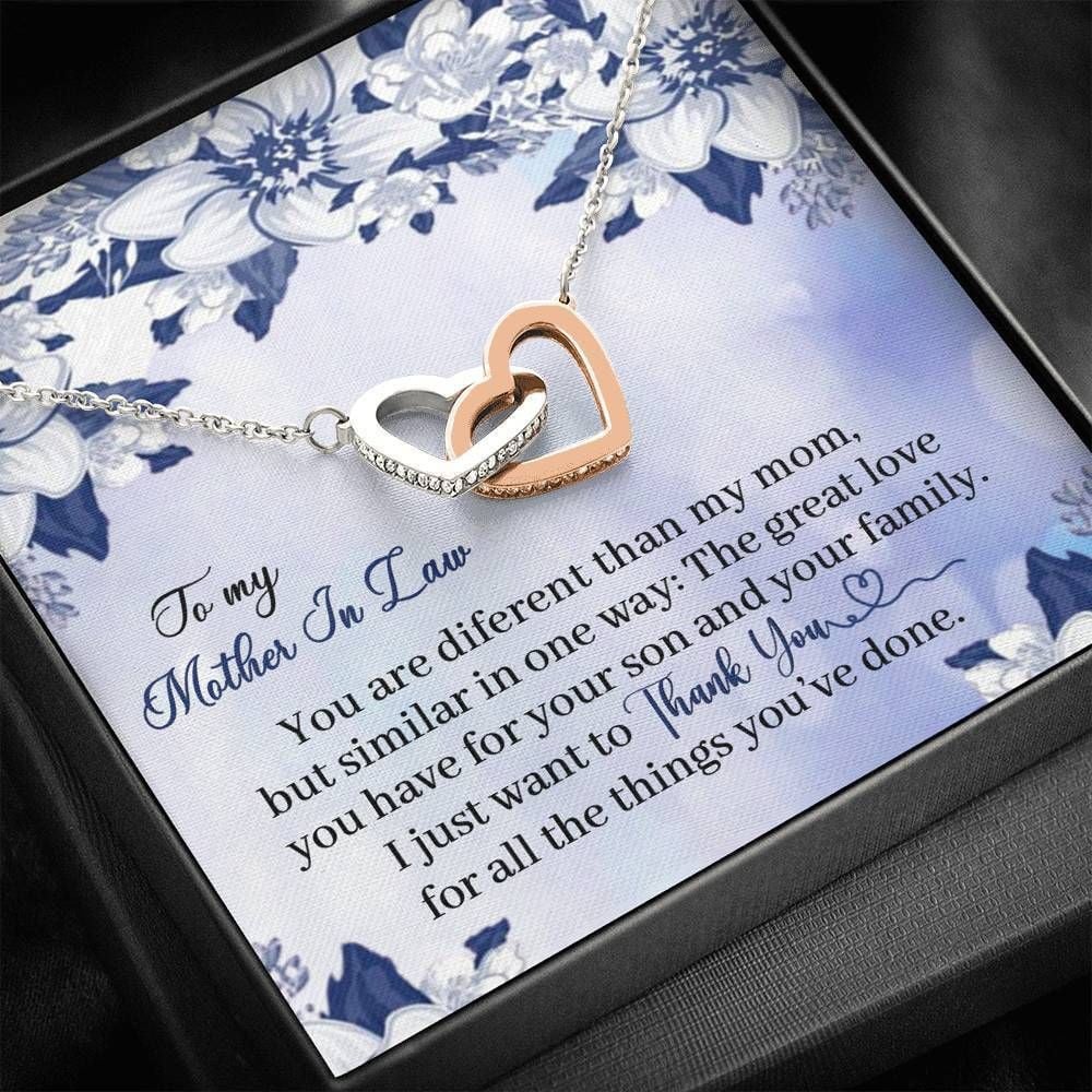 Interlocking Hearts Necklace Gift For Mother In Law Thank You For All The Things You’ve Done