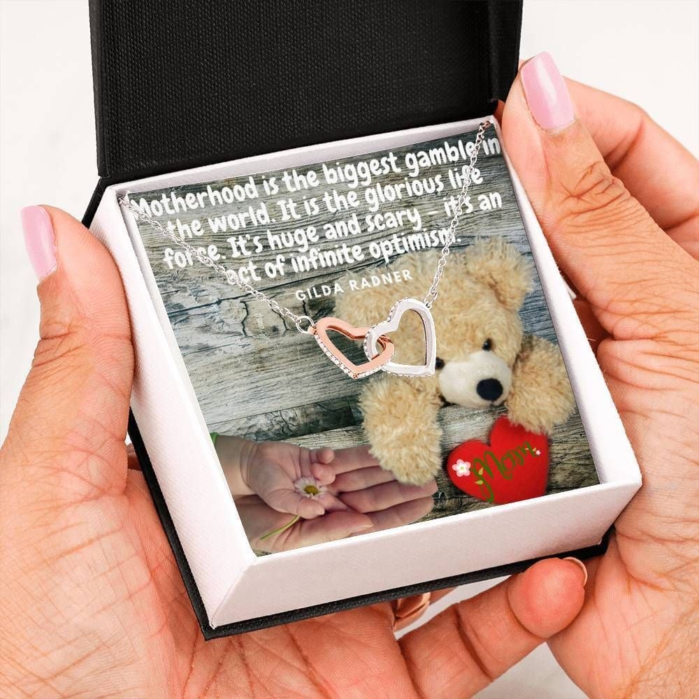 Interlocking Hearts Necklace With On Demand Message Card A Big Gamble For Mom